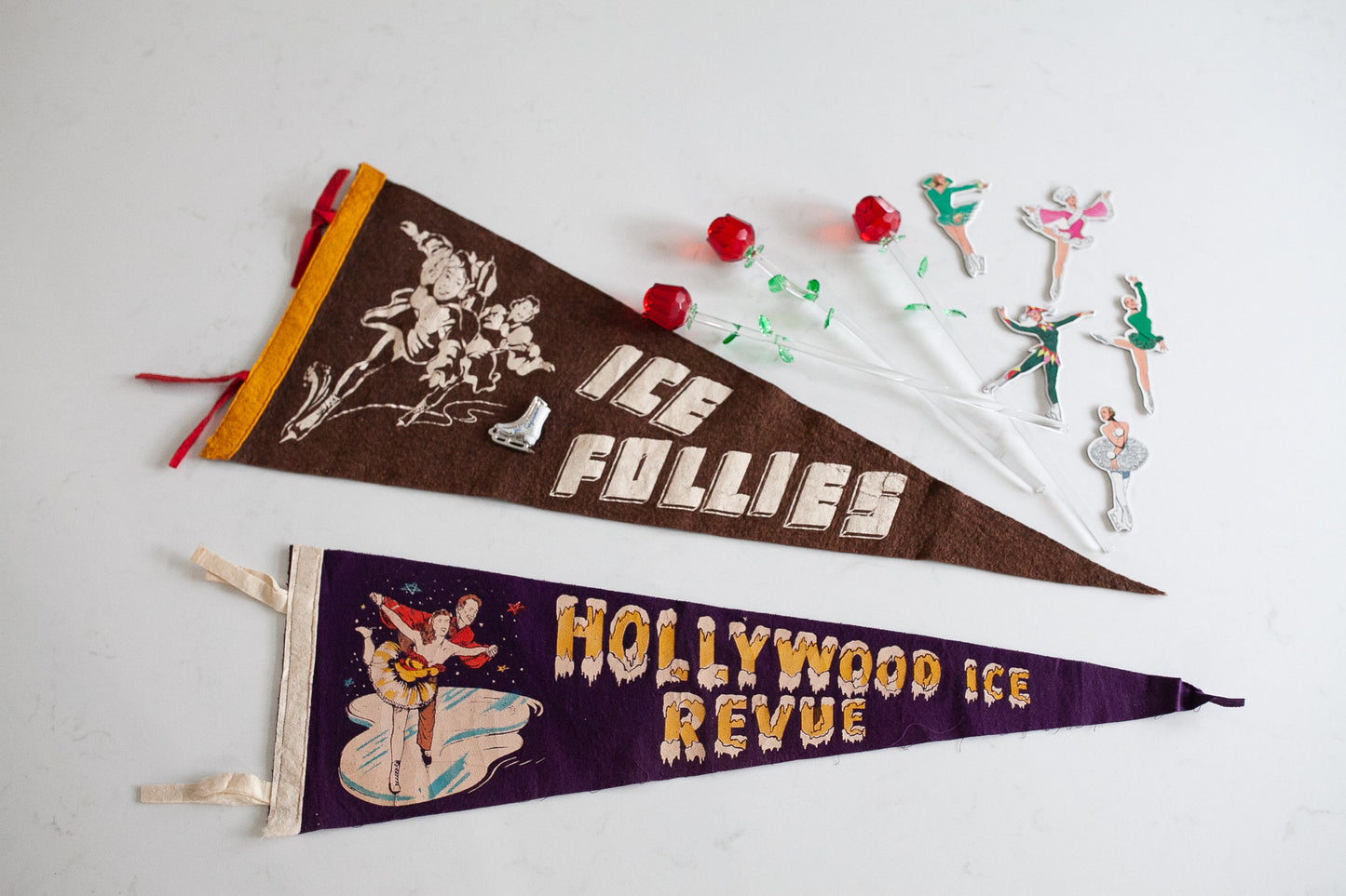 Vintage Pennant Flag - Hollywood ice revue pennant