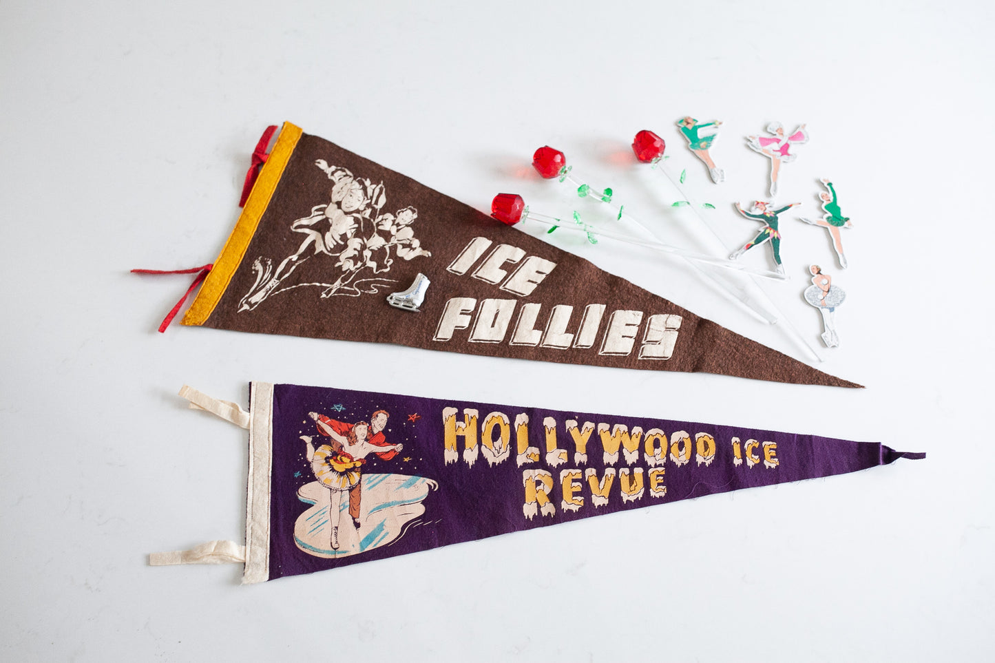 Vintage Pennant Flag - Hollywood ice revue pennant