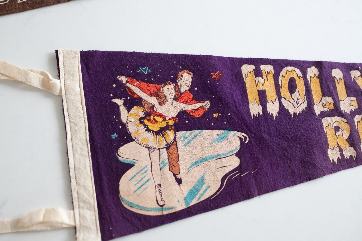 Vintage Pennant Flag - Hollywood ice revue pennant