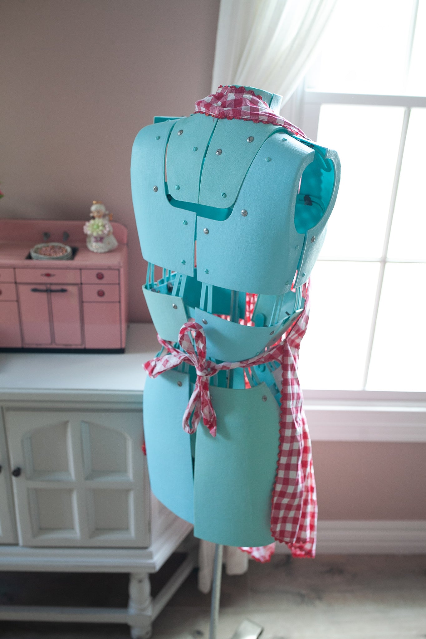 Vintage Apron- Full apron Red and White Apron