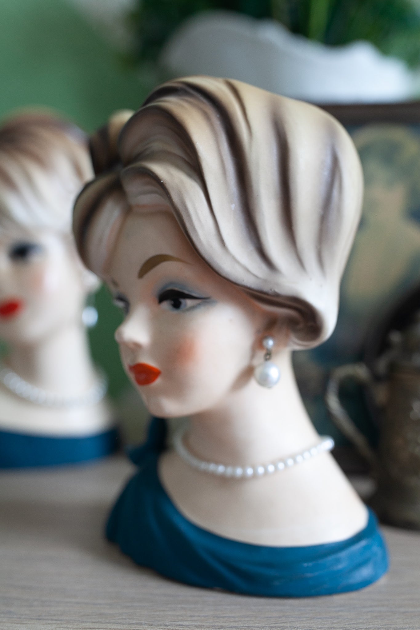 LADY HEAD VASE - 7 tall - Napco C7294 Blonde Blue Dress Headvase Napc –  The Antiqueher