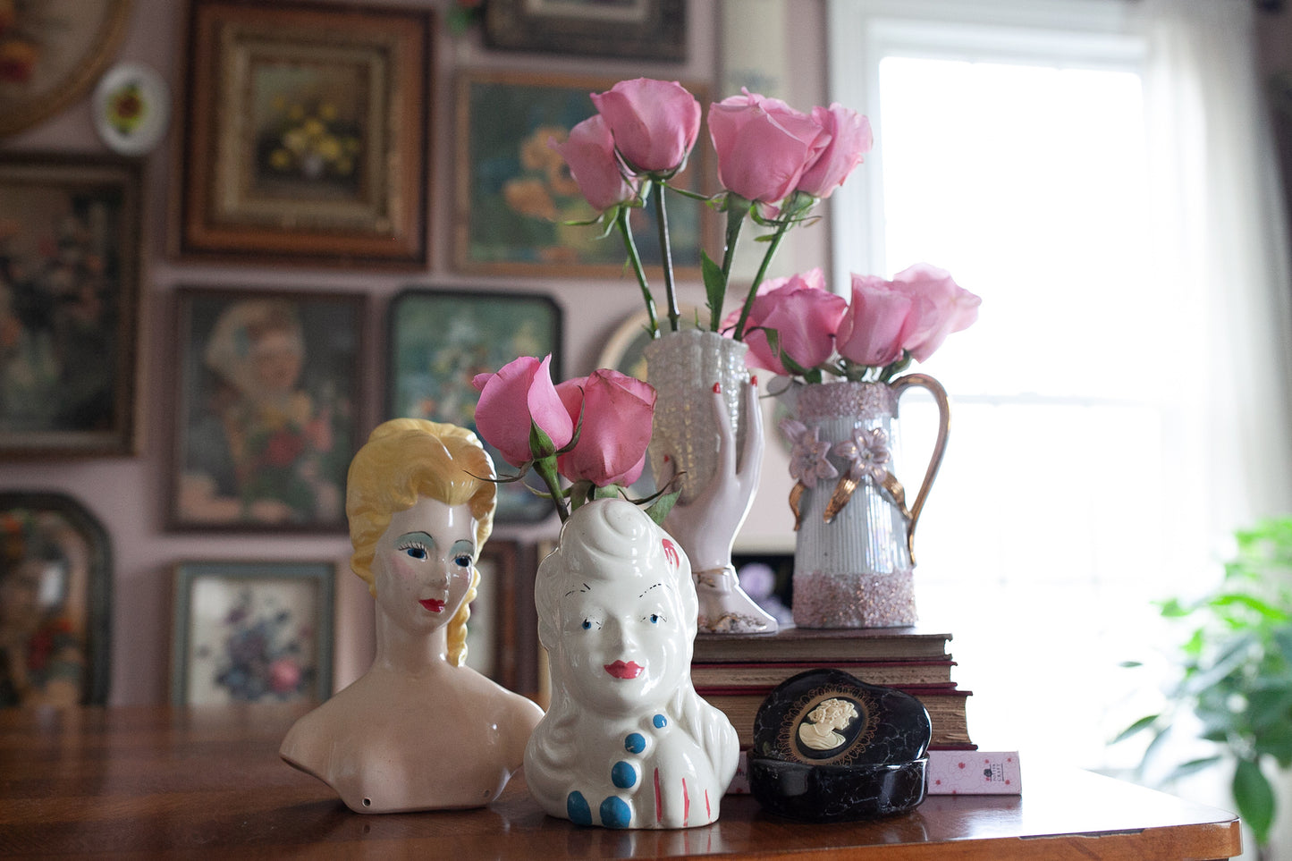 Vintage Lady Head Vase - Glamour Girl Head Vase