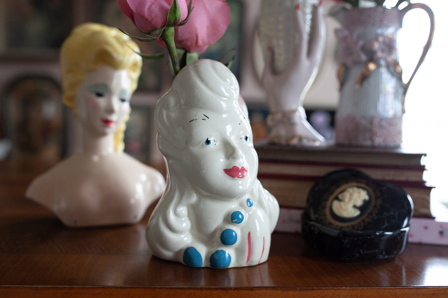Vintage Lady Head Vase - Glamour Girl Head Vase