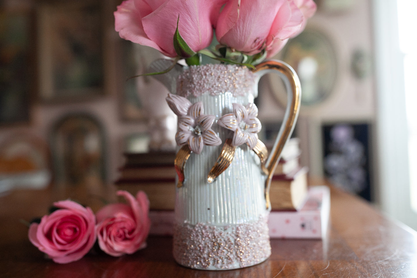 Vintage Pitcher - Porcelain Floral Pitcher