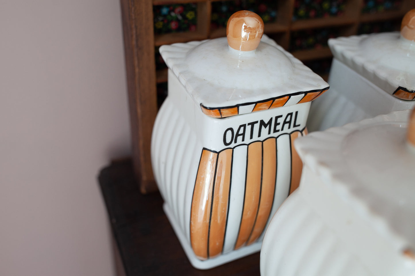 Vintage Lusterware Canister Set -Orange Lusterware Made in Germany -Vintage Kitchen