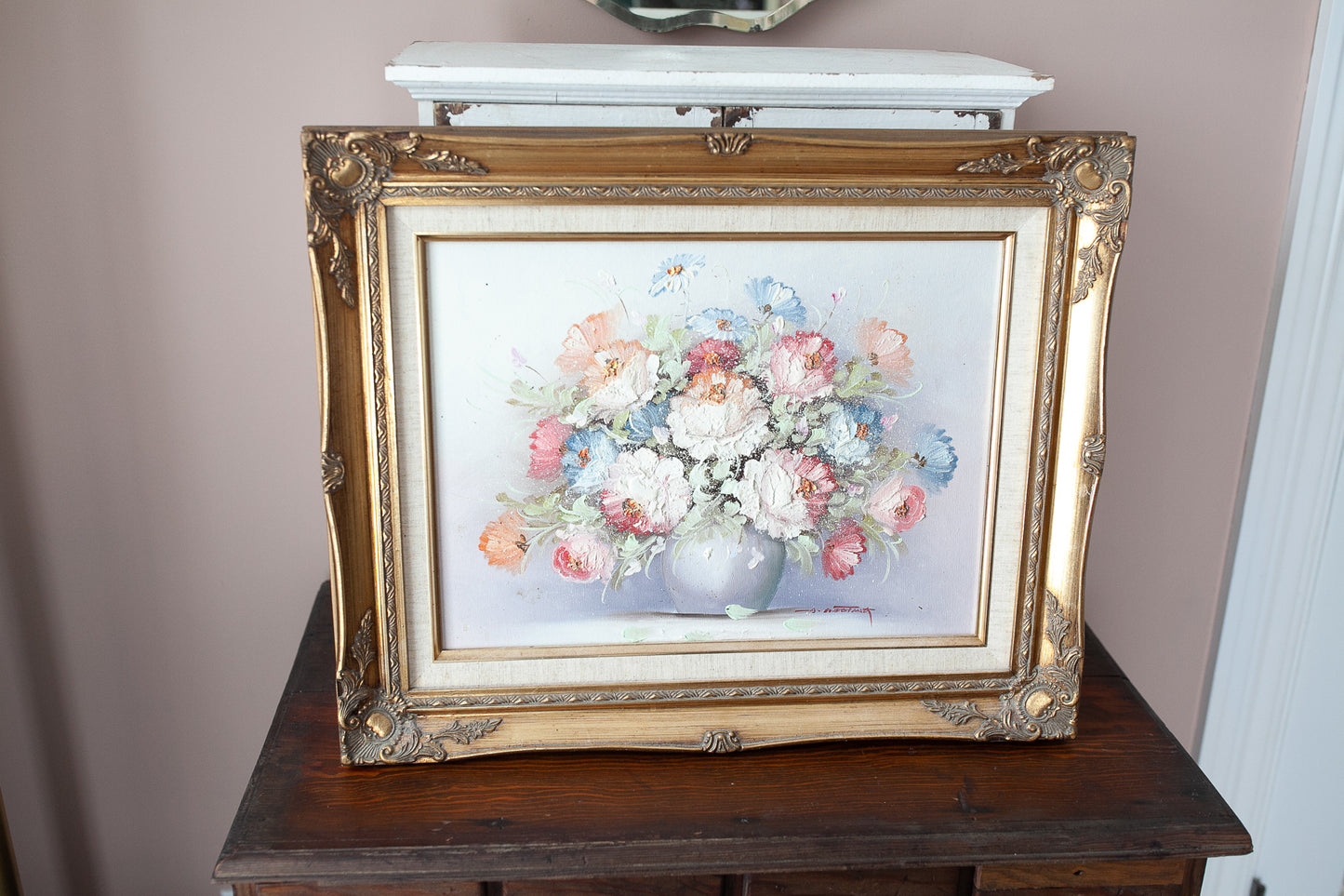 Vintage Framed Floral - Flower Painting - Floral Canvas