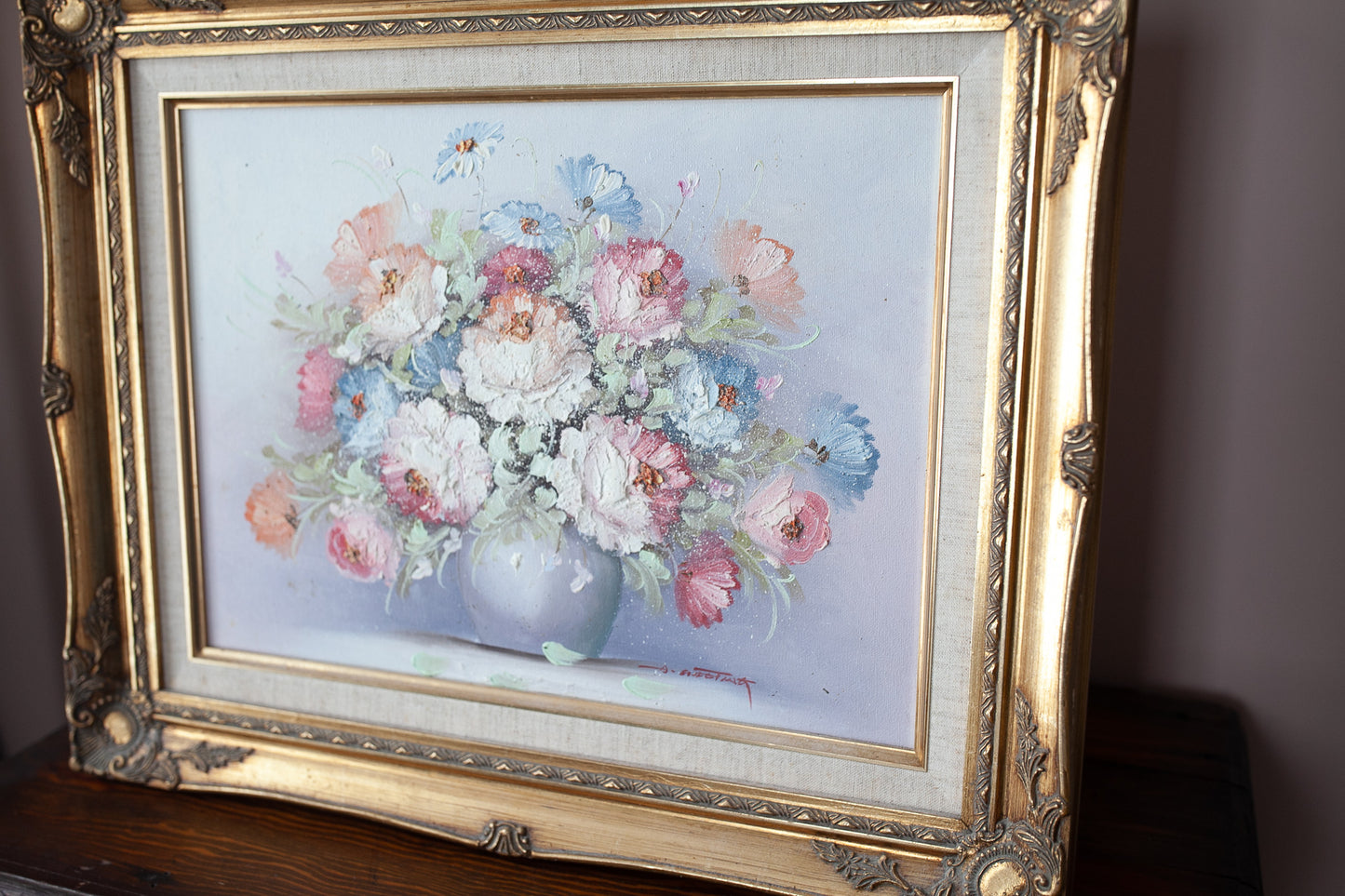 Vintage Framed Floral - Flower Painting - Floral Canvas