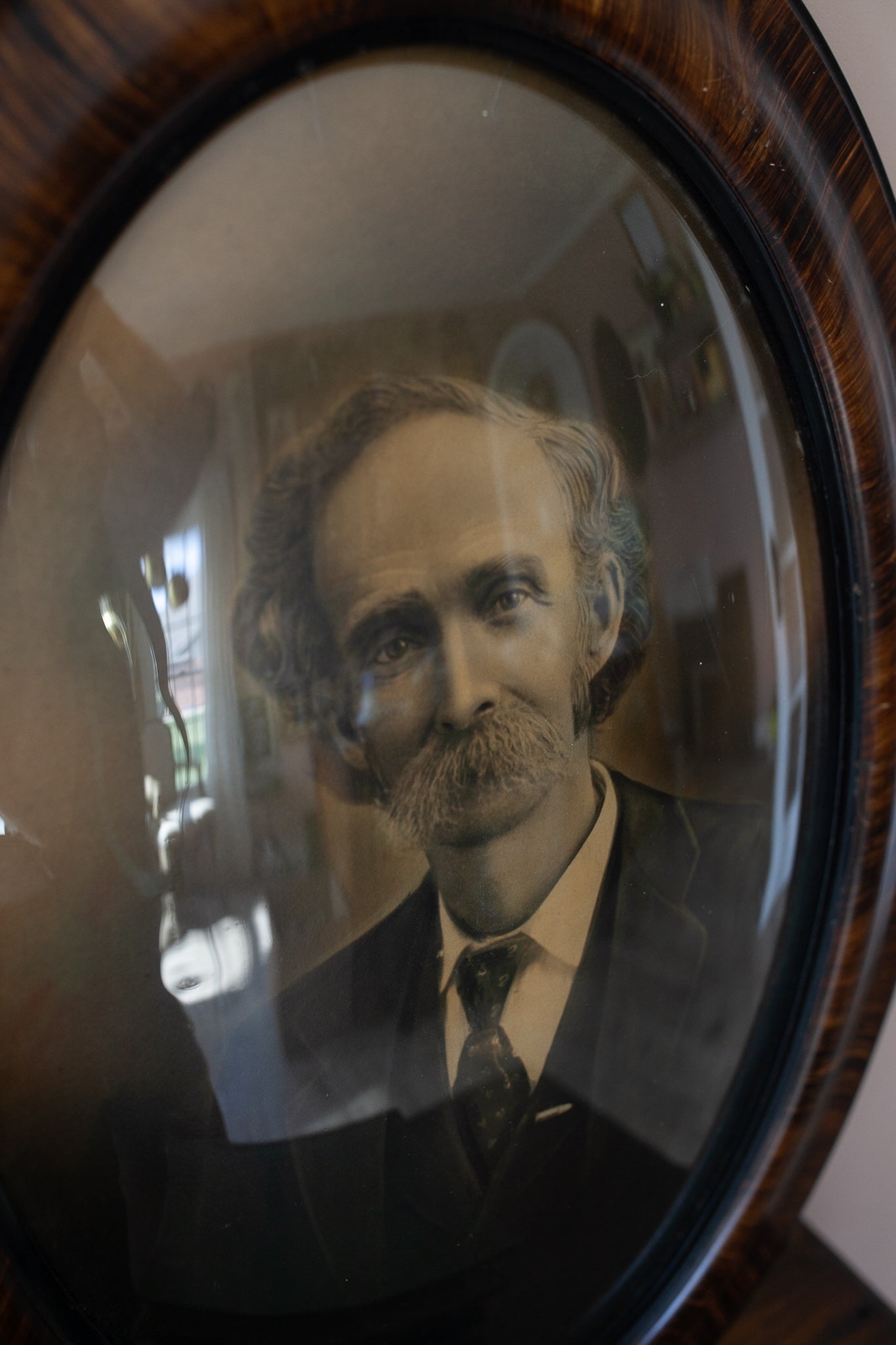 Antique framed photograph- Male Portrait - Mustache Man