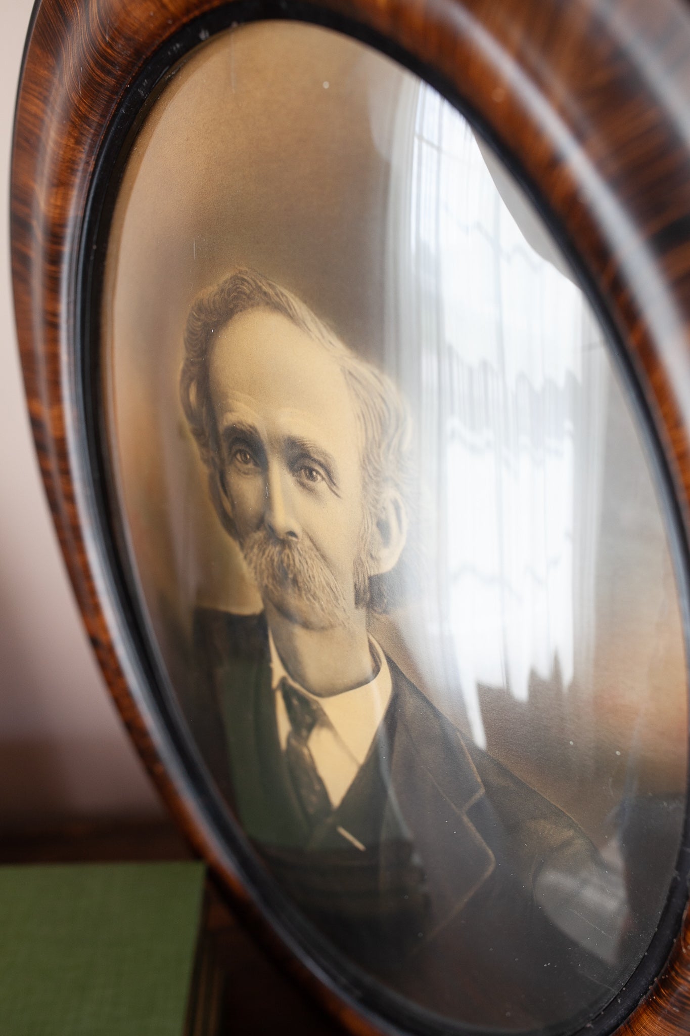 Antique framed photograph- Male Portrait - Mustache Man