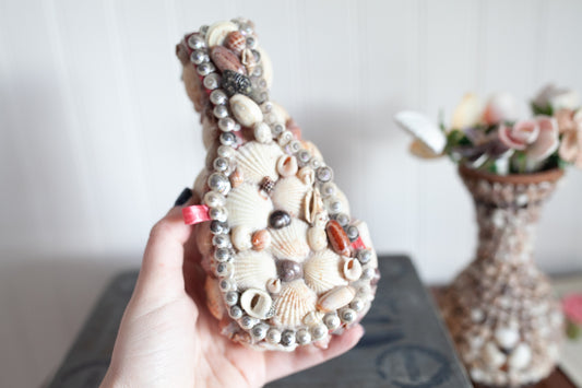 Seashell Guitar Box - Seashell Box - Vintage Box - Trinket Box- Coastal Decor