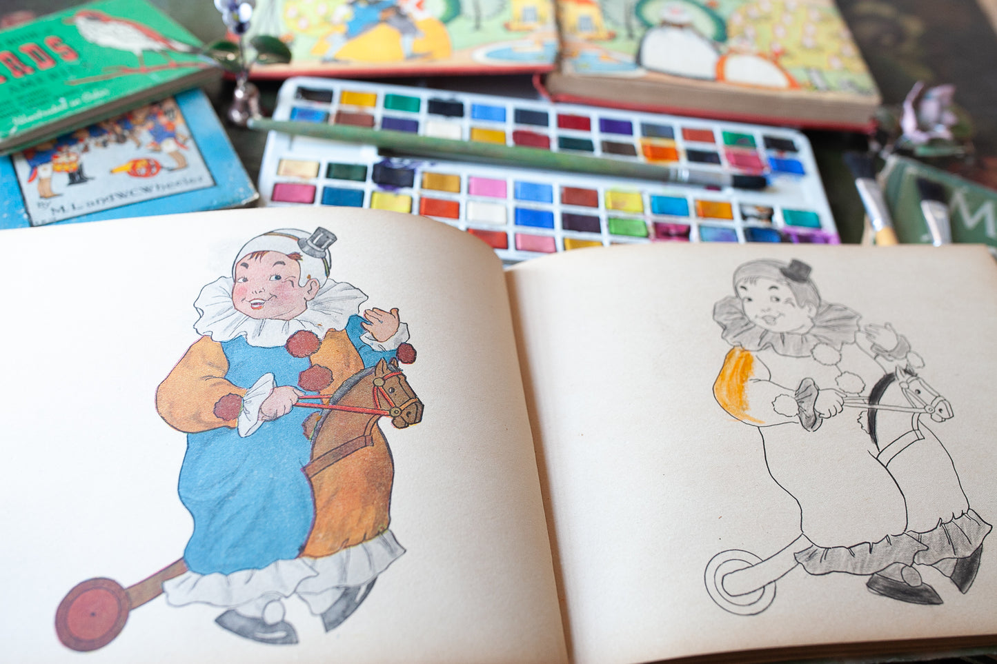 Happy Land Drawing and Painting Book- Artbook- Paintings - Vintage Book- Painting