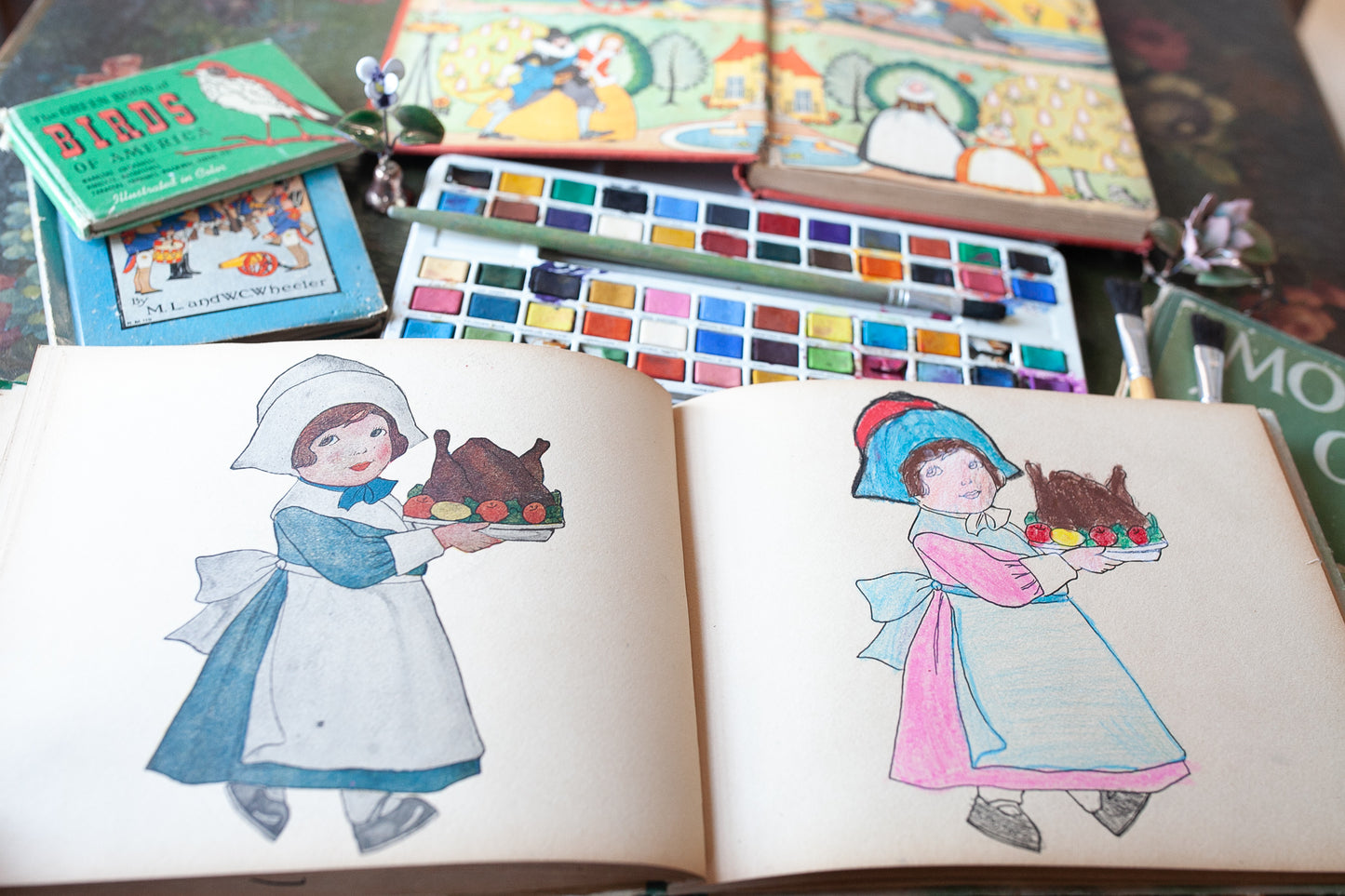 Happy Land Drawing and Painting Book- Artbook- Paintings - Vintage Book- Painting