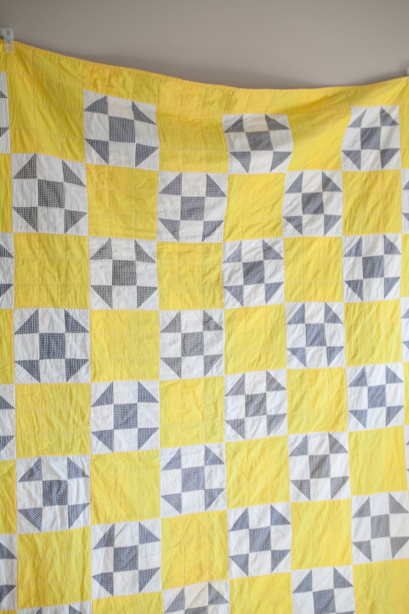 Vintage Quilt - Yellow Quilt -Shoo Fly Quilt