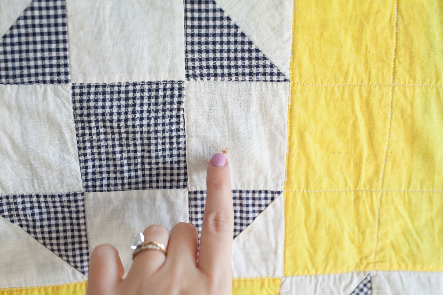 Vintage Quilt - Yellow Quilt -Shoo Fly Quilt