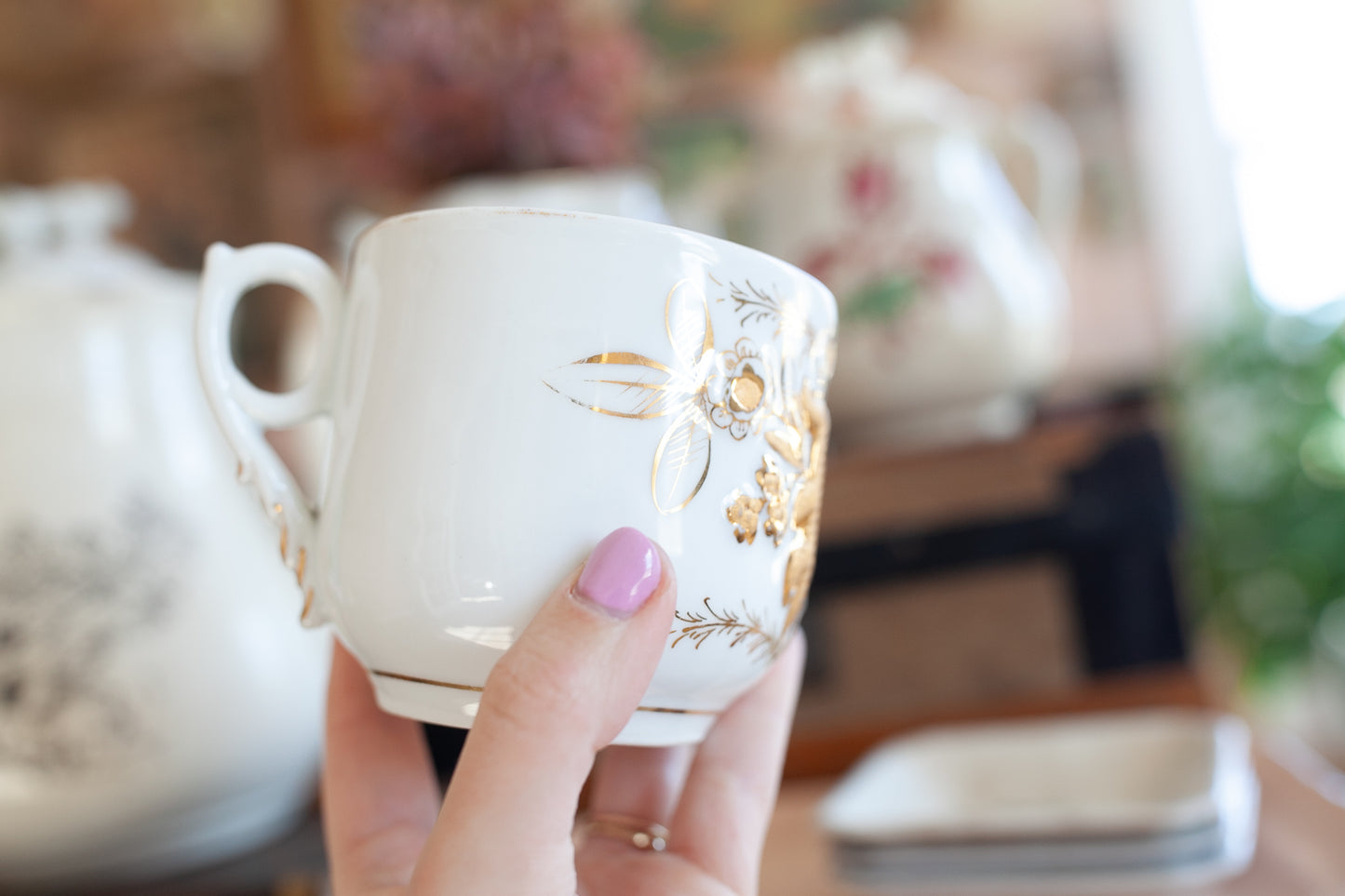 German Mustache Cup -Gold Present Cup - Porcelain