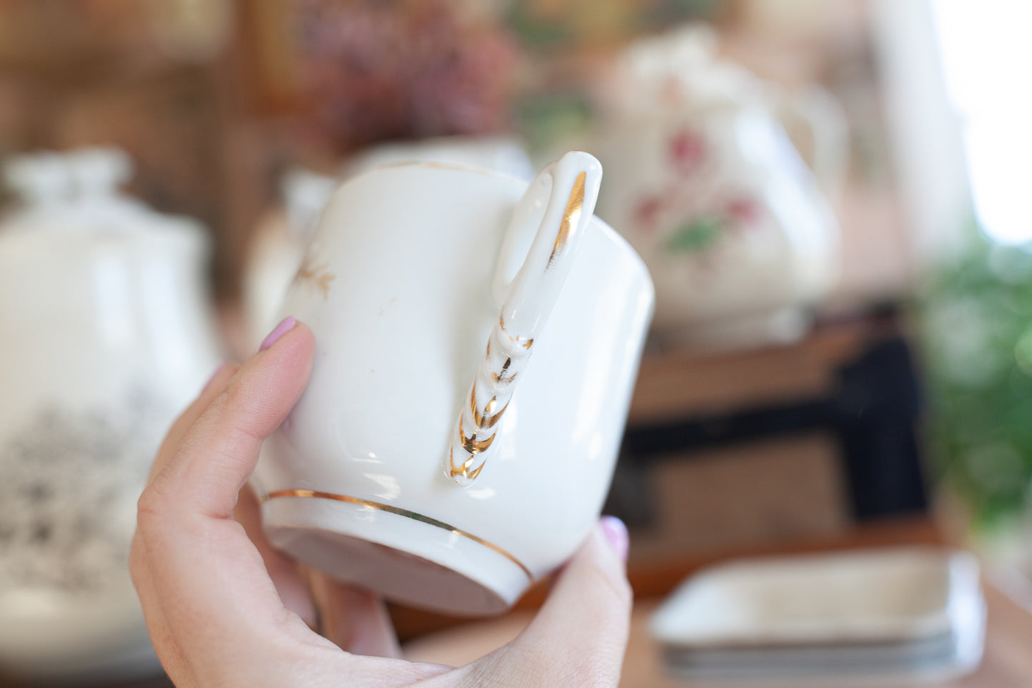 German Mustache Cup -Gold Present Cup - Porcelain