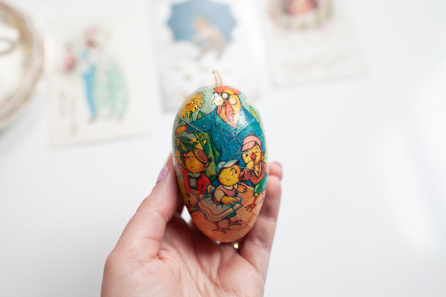 Vintage Egg - Cardboard German Easter Egg - Paper Mache Easter Egg