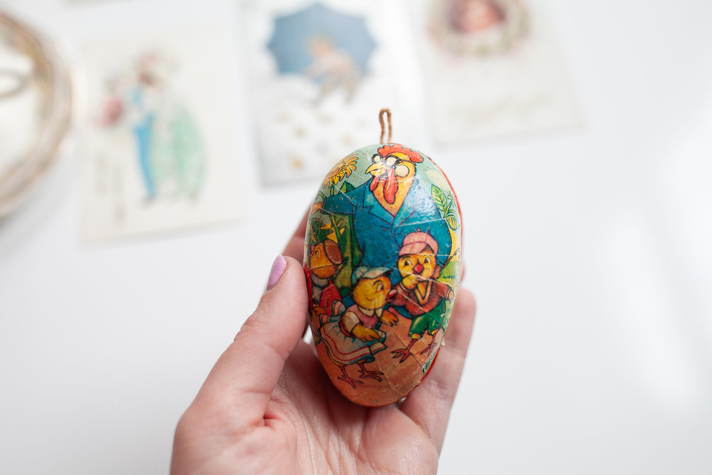 Vintage Egg - Cardboard German Easter Egg - Paper Mache Easter Egg