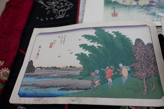 Hiroshiges's print of Mieji-juku- Mieji Vintage Print