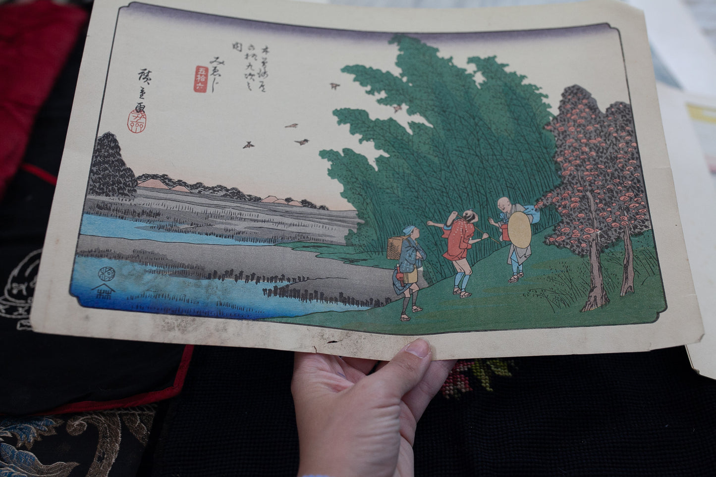 Hiroshiges's print of Mieji-juku- Mieji Vintage Print