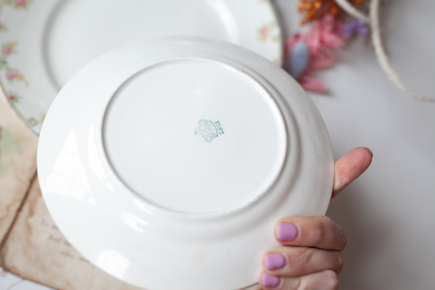 Antique Dinner and Salad Plate - Floral China