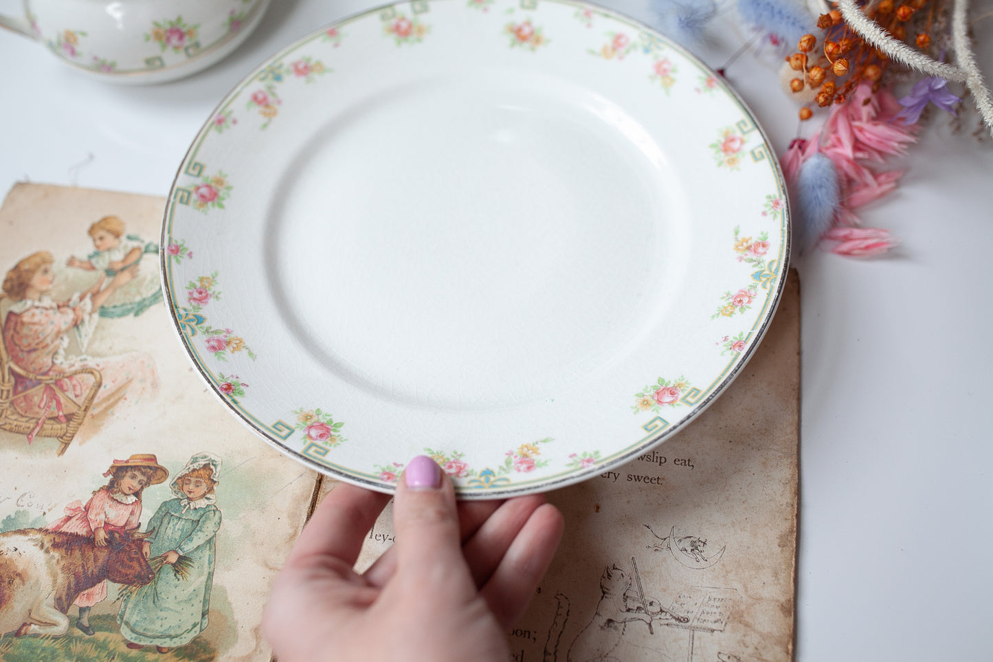 Antique Dinner and Salad Plate - Floral China