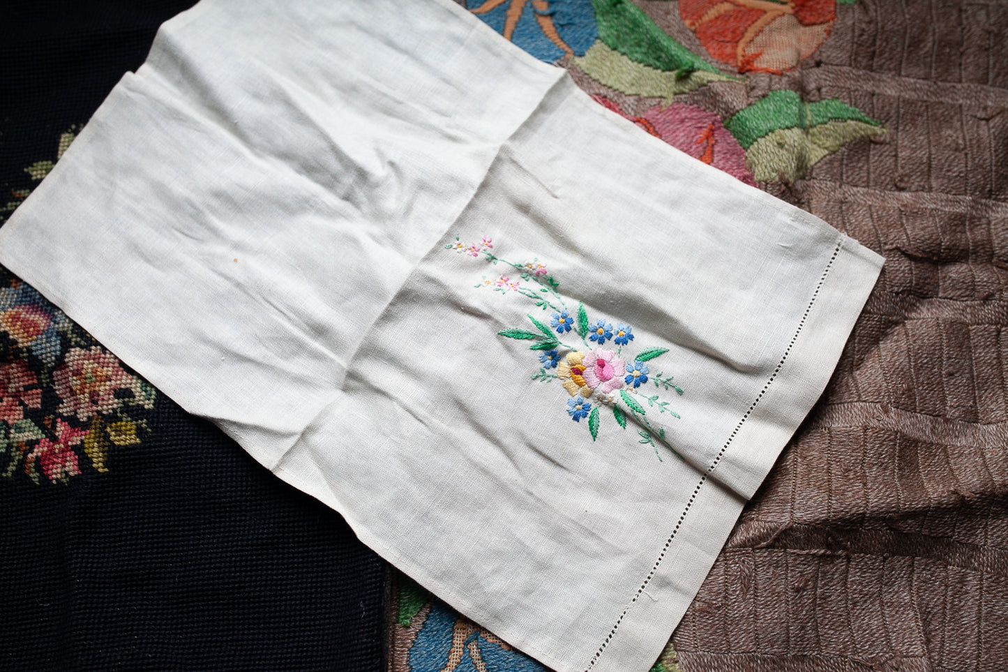 Vintage Florals - Floral Fabric Pieces - Needlepoint