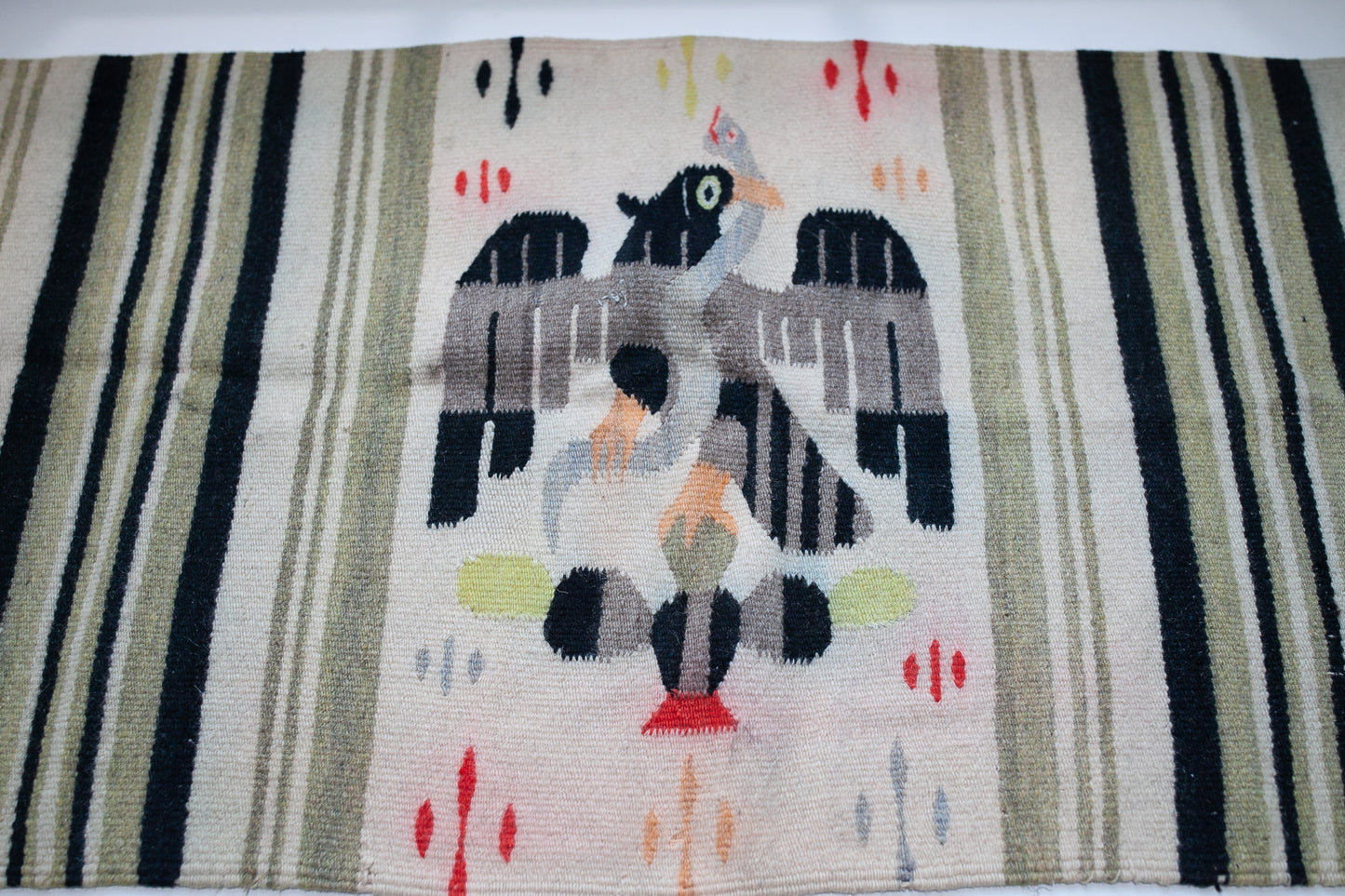 Vintage Mexican Aztec Wovel Blanket/Rug Throw- Eagle and Snake