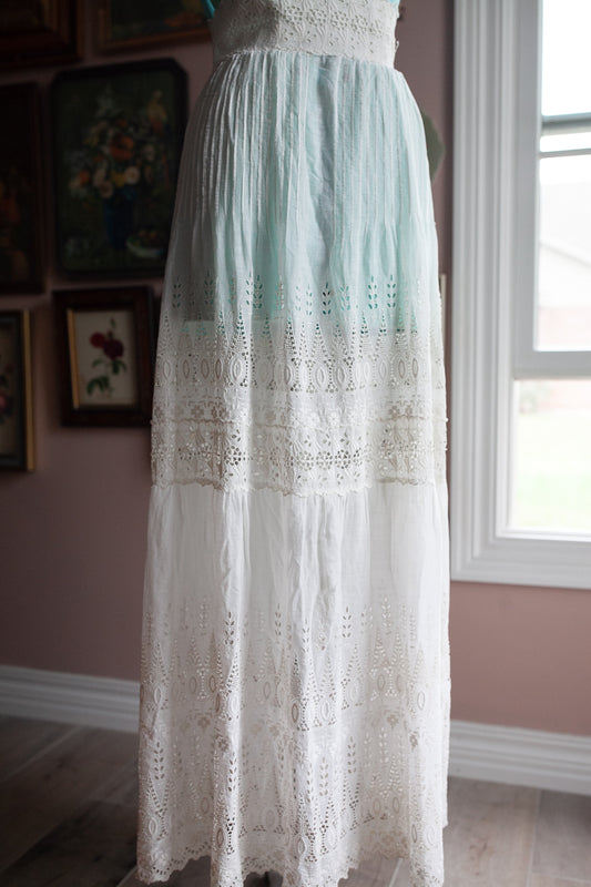 Antique Edwardian Skirt - White Long Skirt- Lace Skirt