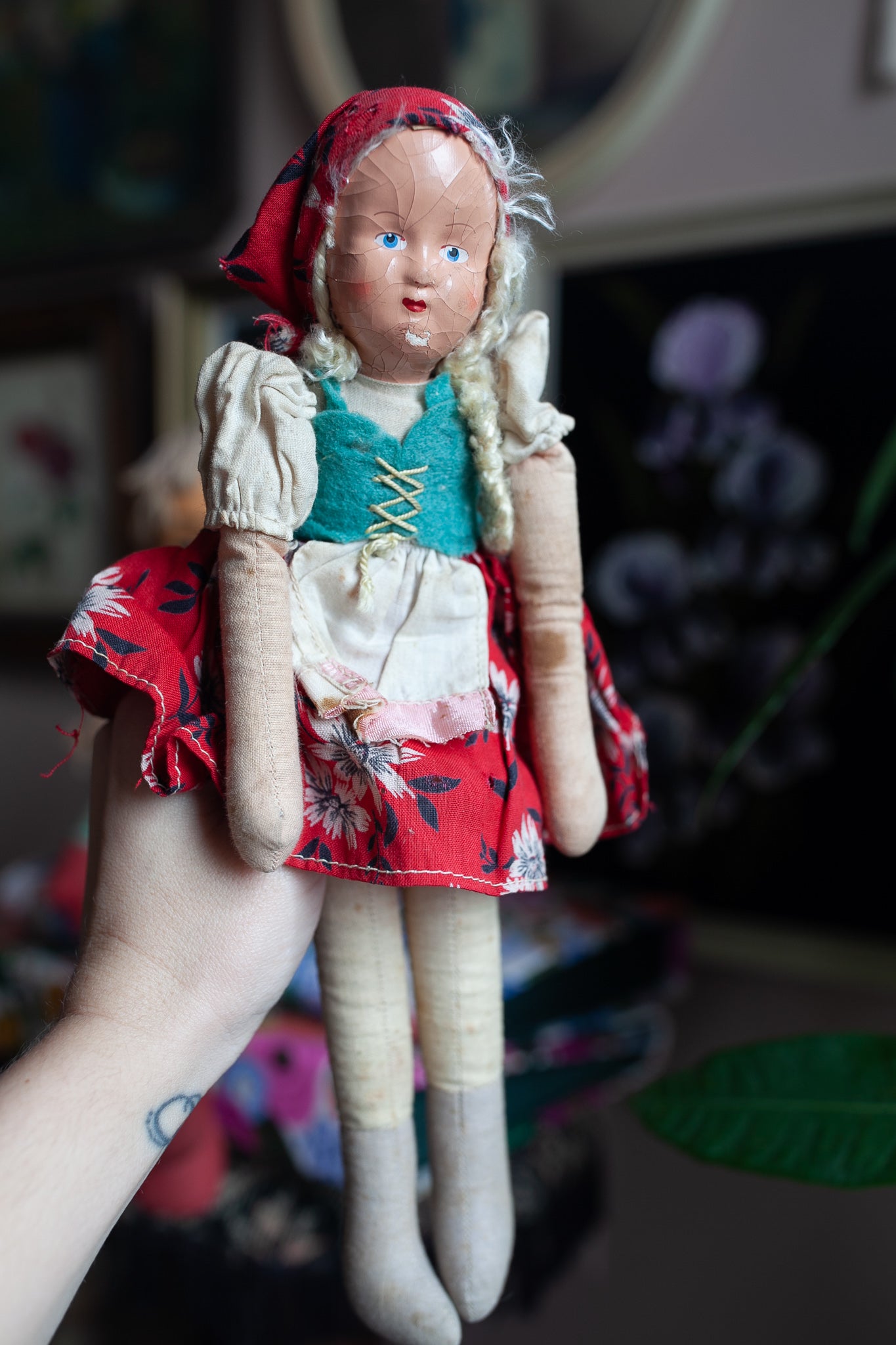 Vintage Polish Cloth Doll - Doll -Mask Face Doll