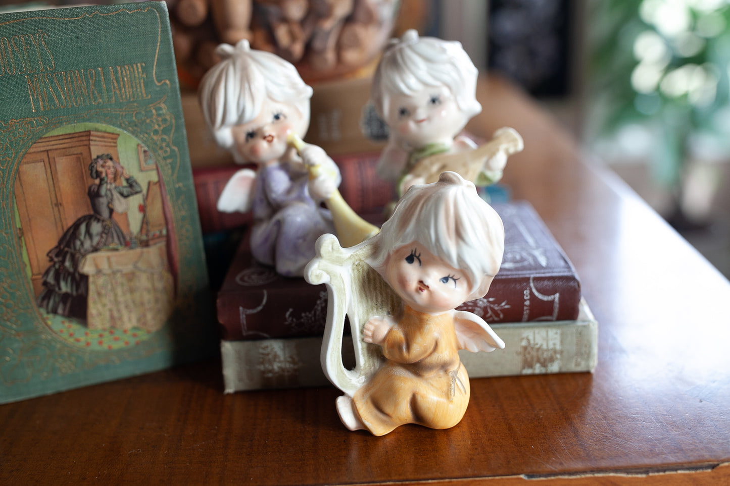 Vintage Angel Figurines- 3 Angels Playing Music -Made in Japan