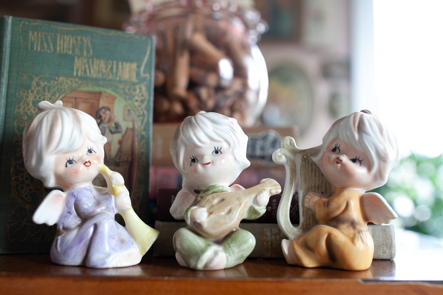 Vintage Angel Figurines- 3 Angels Playing Music -Made in Japan