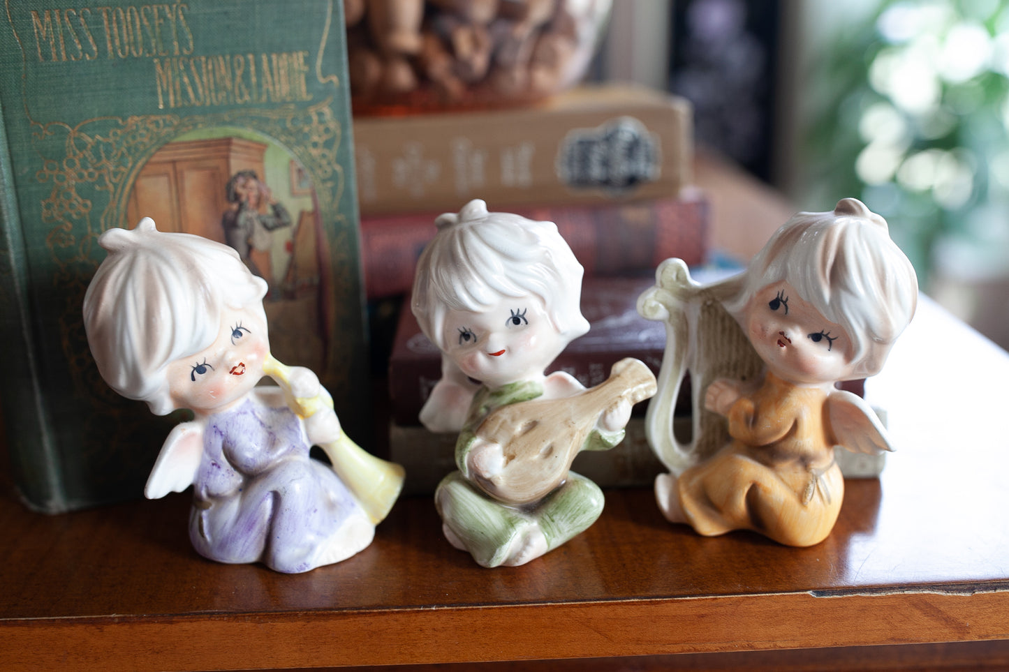 Vintage Angel Figurines- 3 Angels Playing Music -Made in Japan