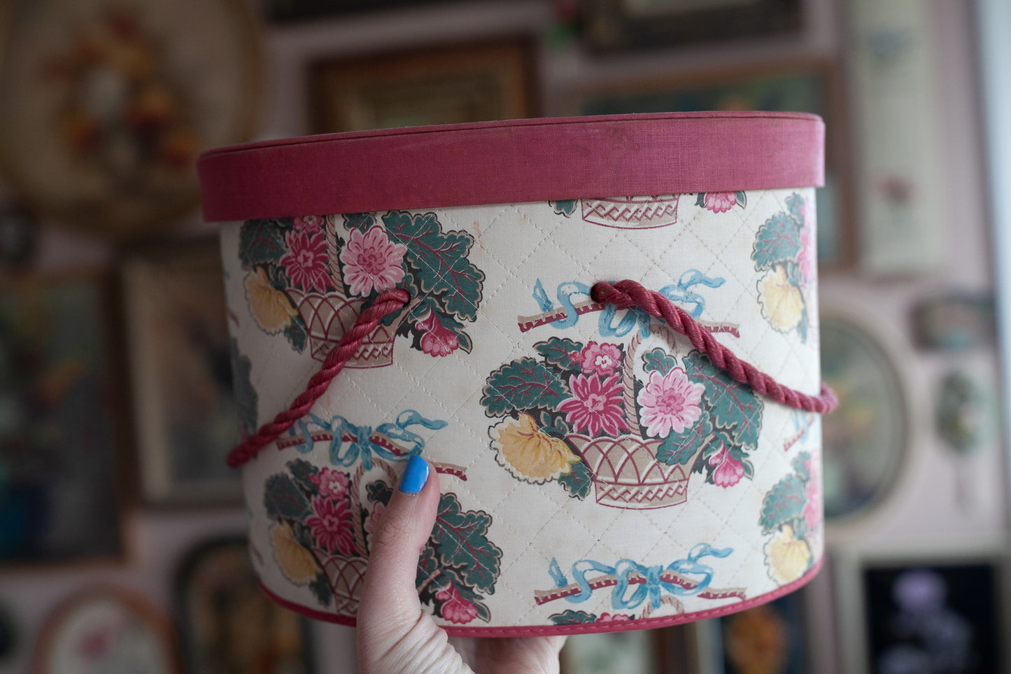 Vintage sewing Tote- Sewing Box -Floral Box