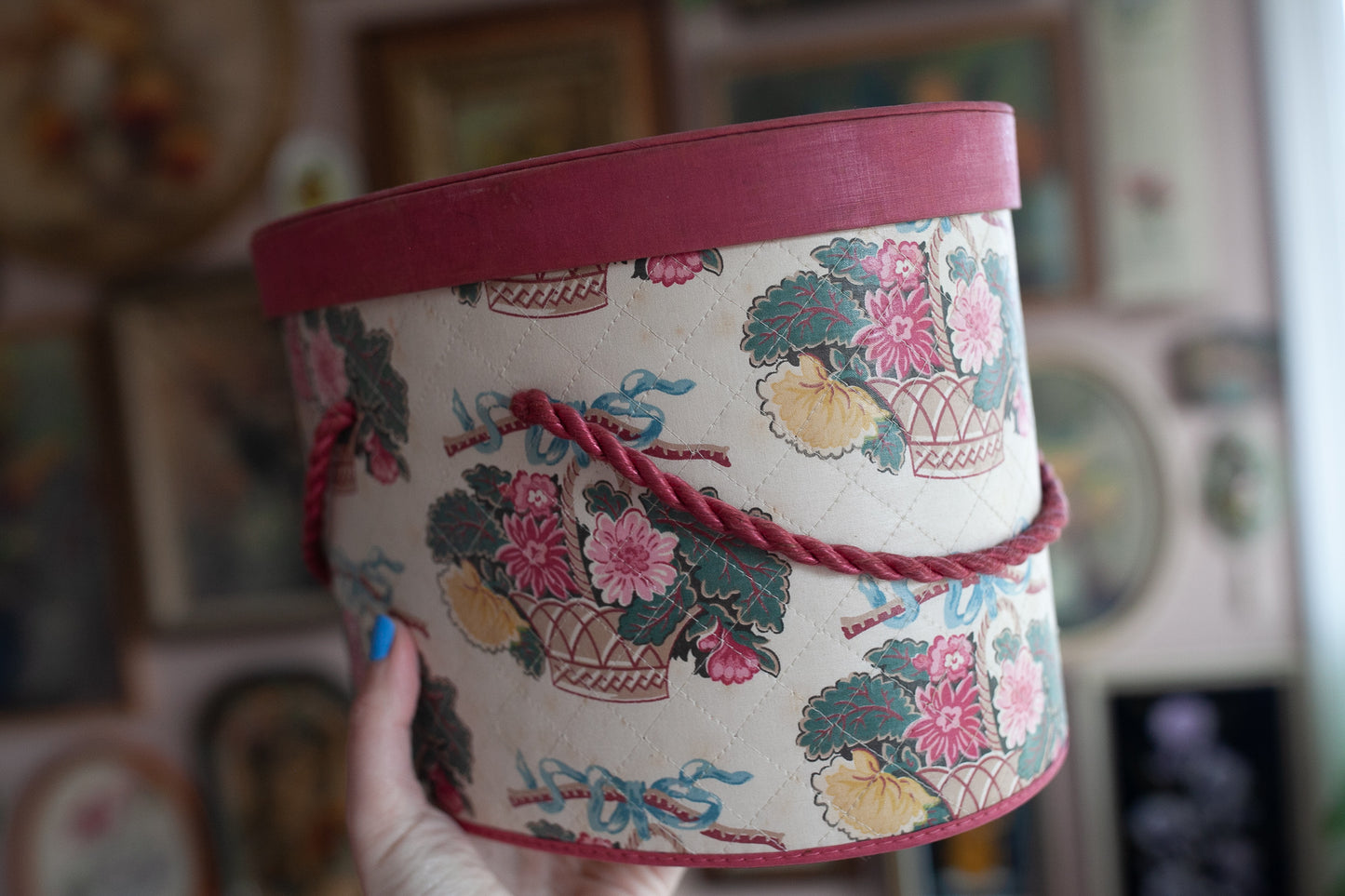 Vintage sewing Tote- Sewing Box -Floral Box