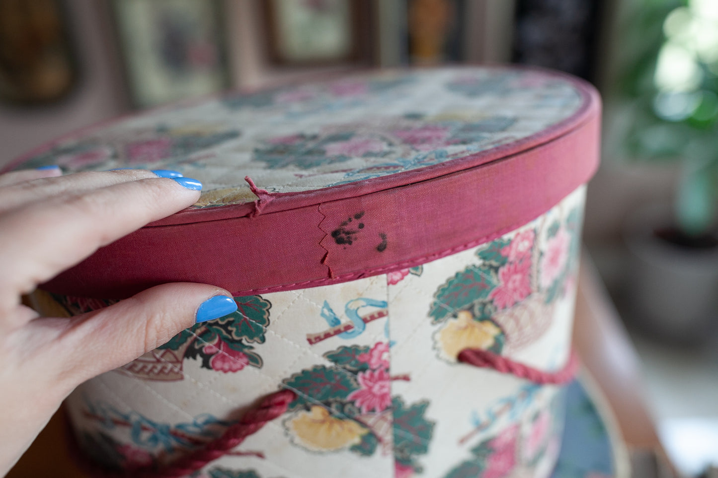 Vintage sewing Tote- Sewing Box -Floral Box