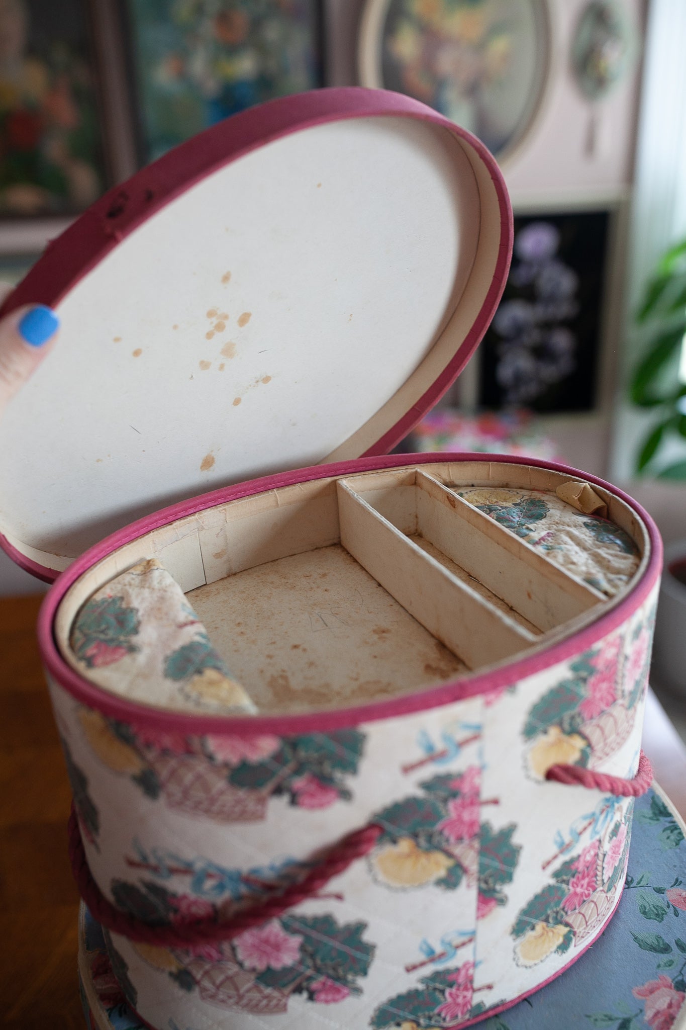 Vintage sewing Tote- Sewing Box -Floral Box