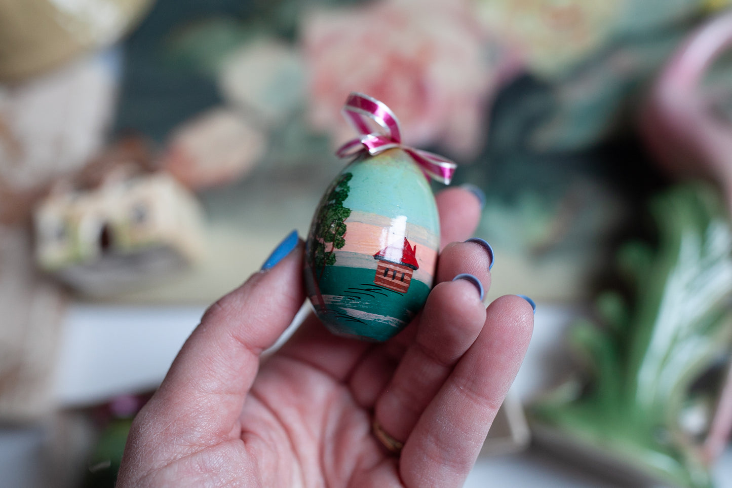 Vintage Hand Painted Eggs - Easter Egg Ornaments - Egg Ornaments