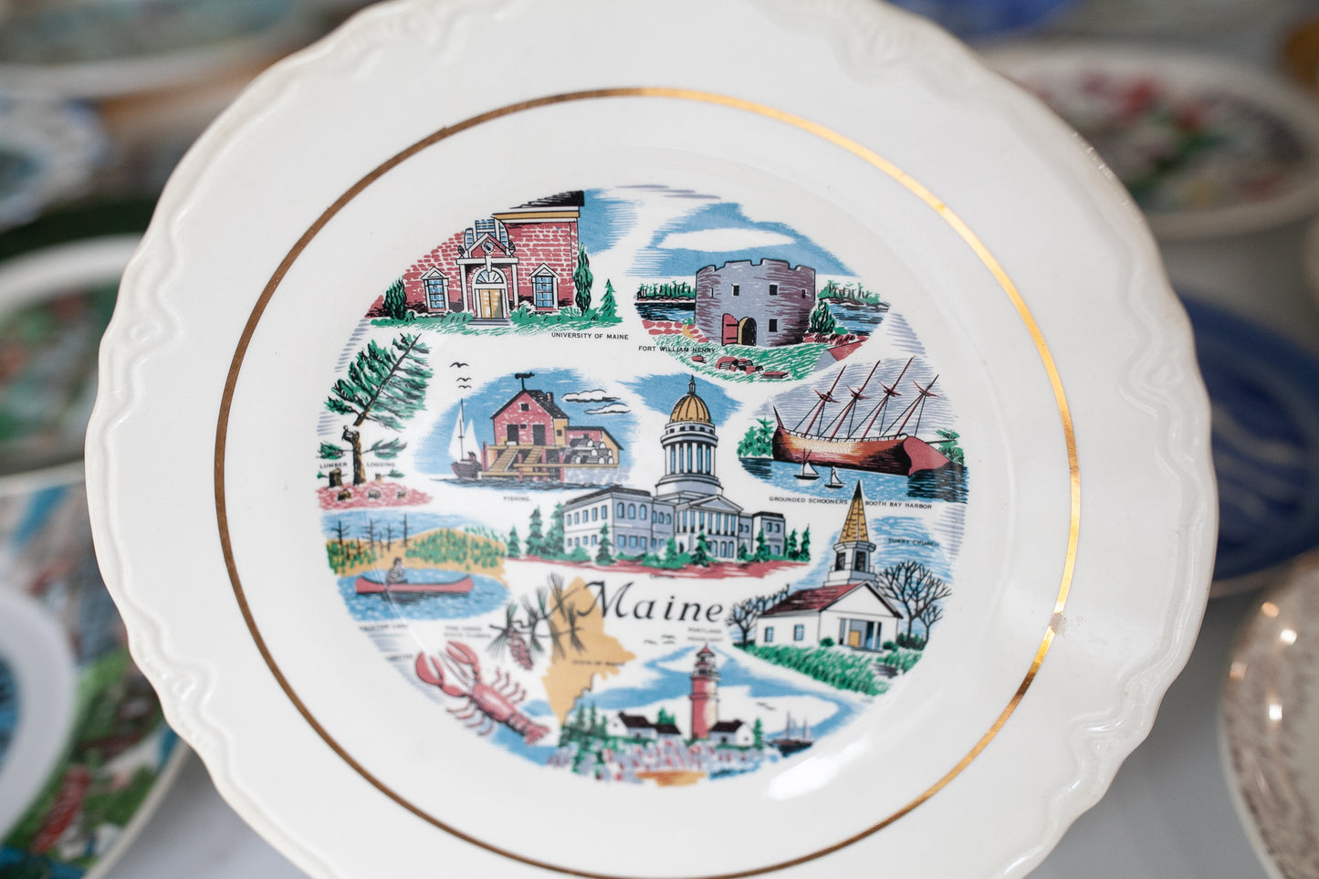 Vintage Tourist Plate - States Plate- Maine Plate- Souvenir Plate