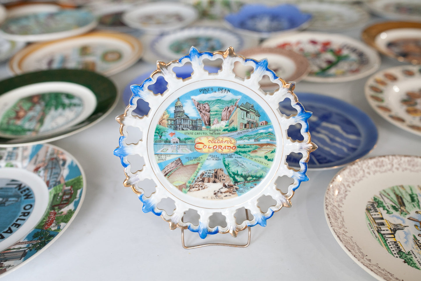 Tourist Plate- Souvenir Plate - Colorado -Colorful Colorado - Blue