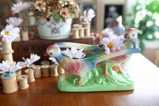 Vintage Bird Planter - Colorful Pottery Planter -Birds