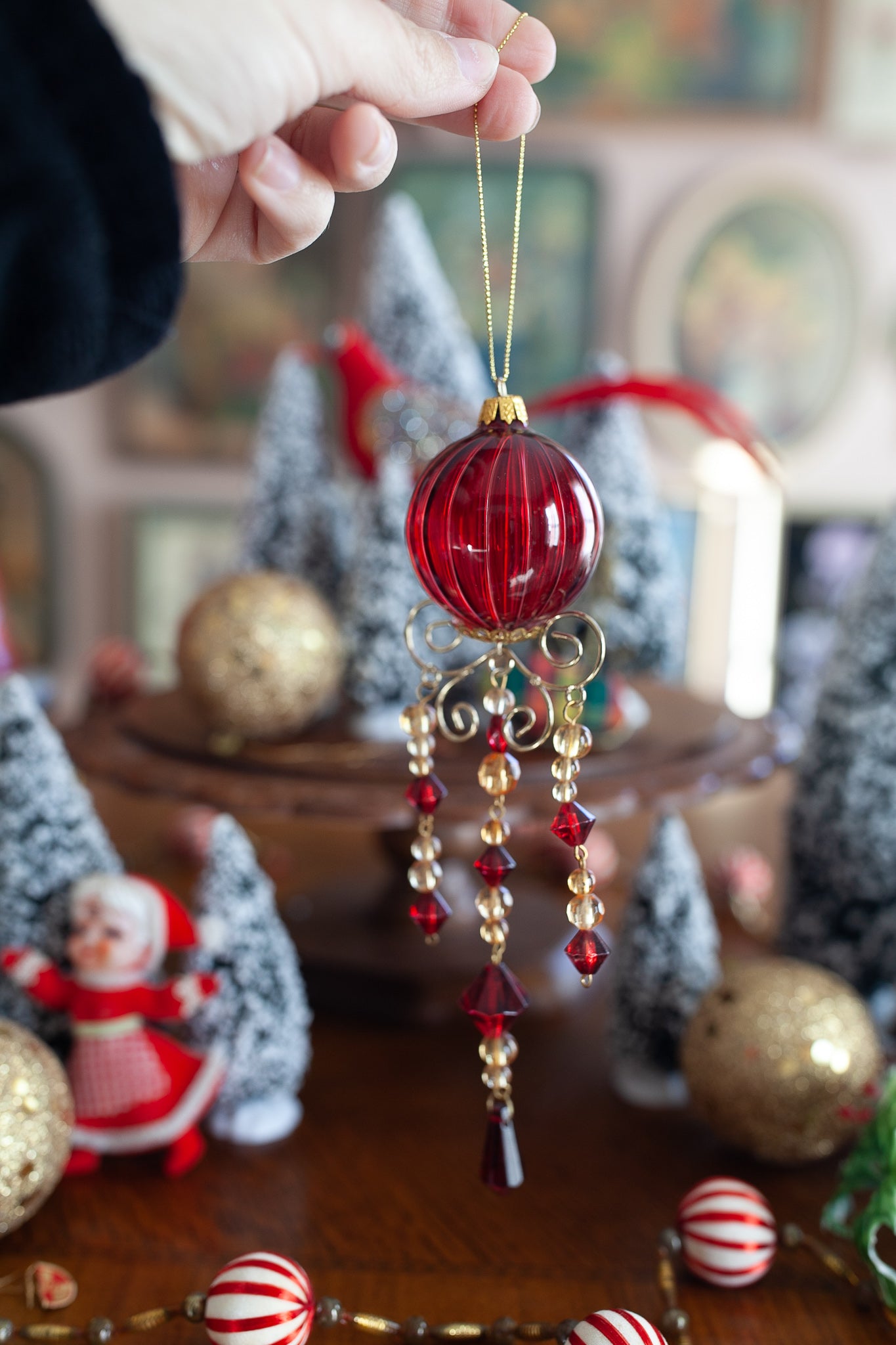 Vintage Ornament- Red and Gold Glass Ornament