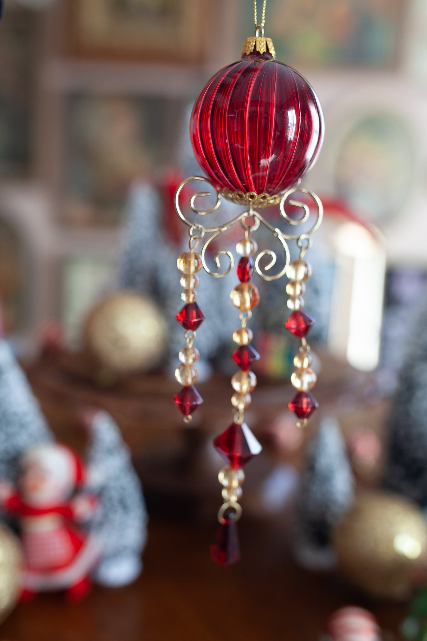 Vintage Ornament- Red and Gold Glass Ornament