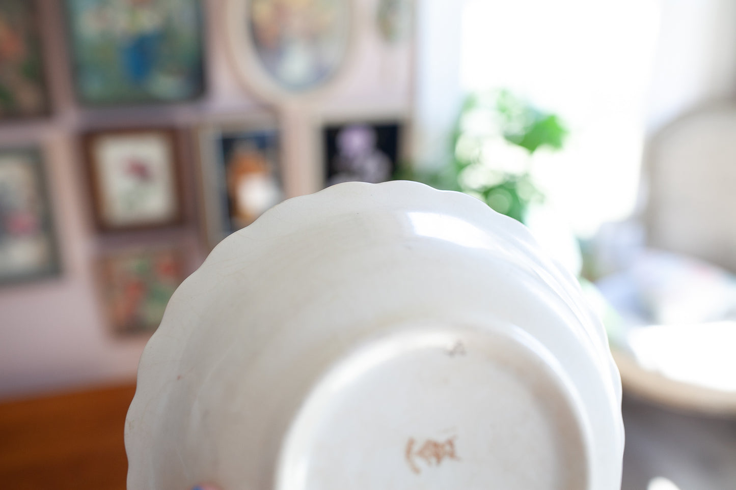 Antique Ironstone Bowl - Scalloped edge bowl