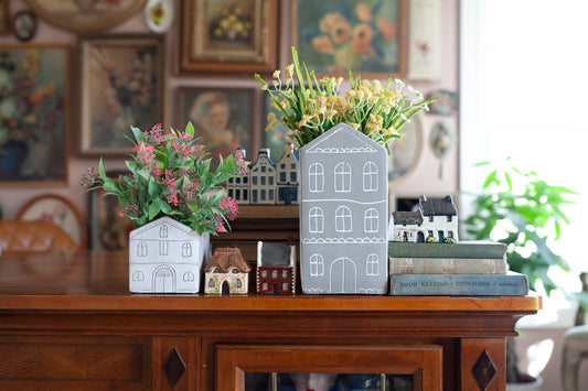 House Planter - House Vase - Gray House