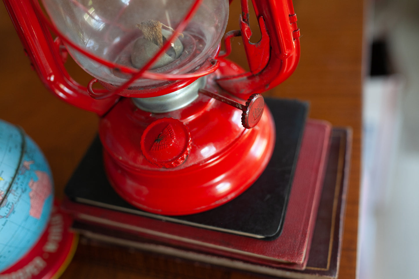 Lantern- Red Vintage Lantern -Winged Wheel No 400 Lantern, Made in Japan, Kerosene Oil Lamp 9.5” Vintage