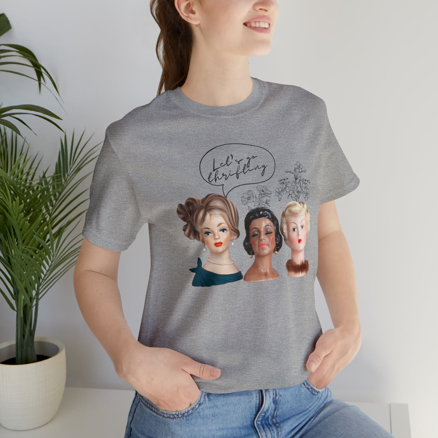 Let's Go Thrifting -Lady Head Vase Shirt- Headvase Shirt - Vintage Love Shirt -Unisex Jersey Short Sleeve Tee