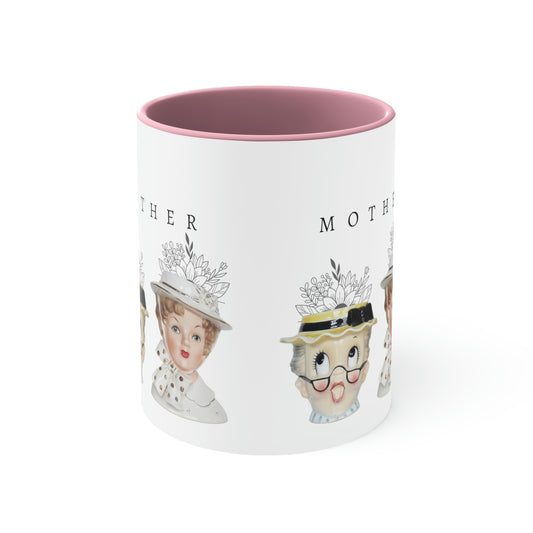 Head Vase - Lady Head Vase- Mother Coffee Cup-Accent Coffee Mug, 11oz