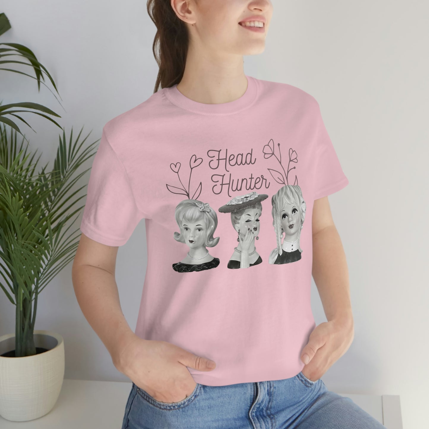 Lady Head Vase - Head Hunter - Vintage Head Vase Shirt - Unisex Jersey Short Sleeve Tee