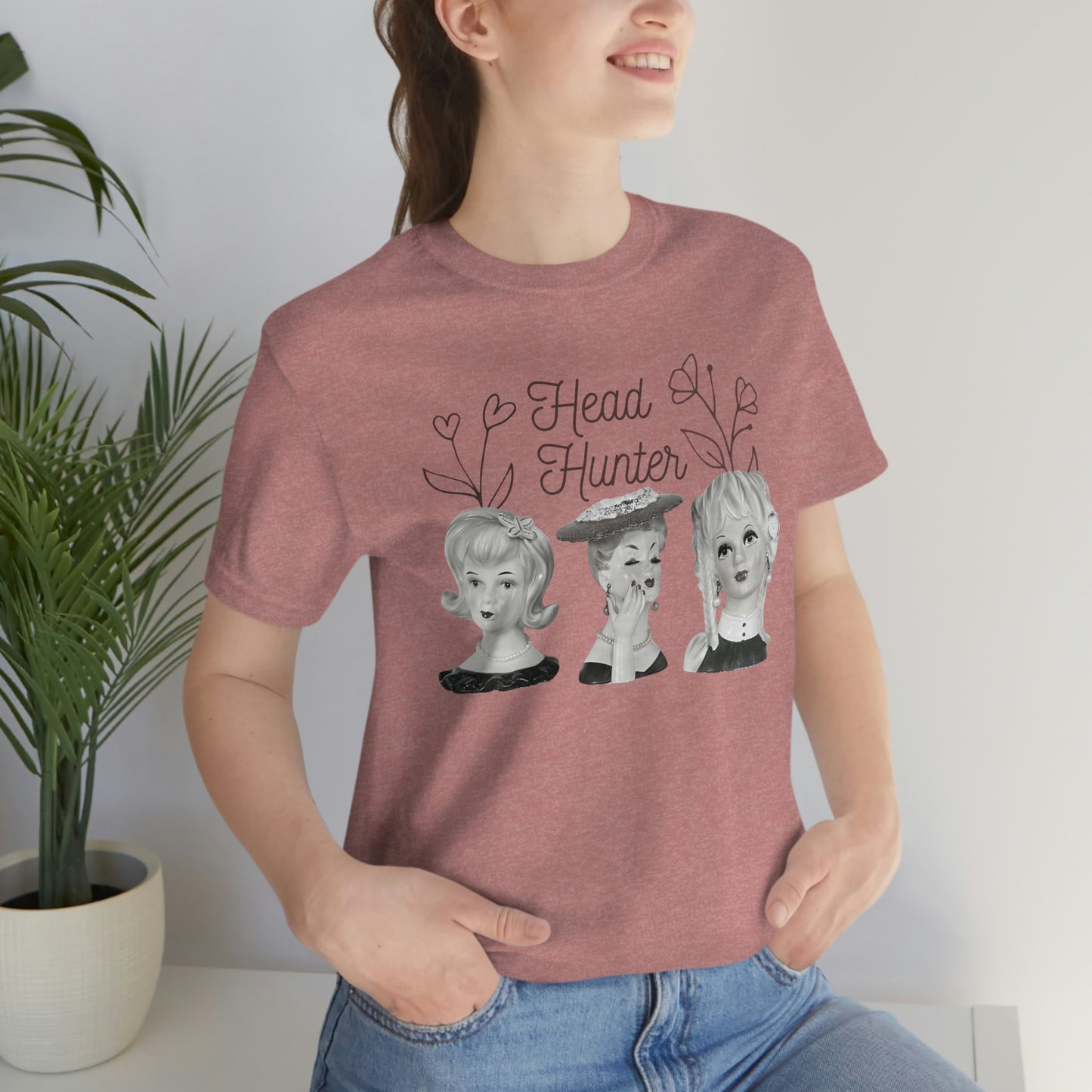 Lady Head Vase - Head Hunter - Vintage Head Vase Shirt - Unisex Jersey Short Sleeve Tee
